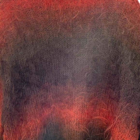 HANDMADE Vibrant Mohair Women's Oversized Sweater Rust Brown Green XL / XXL - Picture 6 of 9